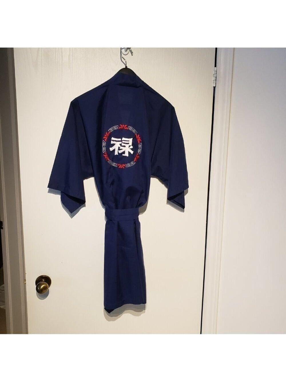 Men's Navy Kimono Robe - Picture 4 of 6